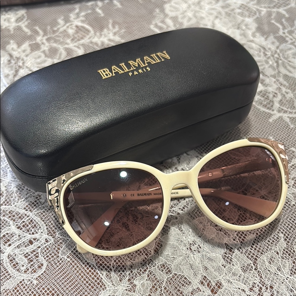 Balmain Ivory Frame Sunglasses with Brown Gradient Lenses
